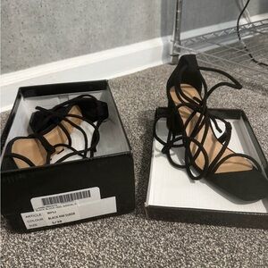 PrettyLittleThing Black Suede Heels